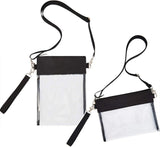 Clear Crossbody Purse Bag - Stadium Approved Clear Tote Bag with Adjtable Shoulder Strap (Black)