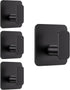 Black Hooks for Hanging Heavy Duty, Adhesive Hooks for Shower, Bathroom, Kitchen, Robe, Towel, Coat, Waterproof & Rtproof Hook for Walls No Damage, Sticky Wall Towel Hooks - 4 Pack