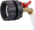275-330 Gallon IBC Tote Tank Adapter 2" Fine Thread - 1/2" Male NPT Inlet × 3/4" Male GHT Outlet, Brass Hose Faucet Garden Hose Connector