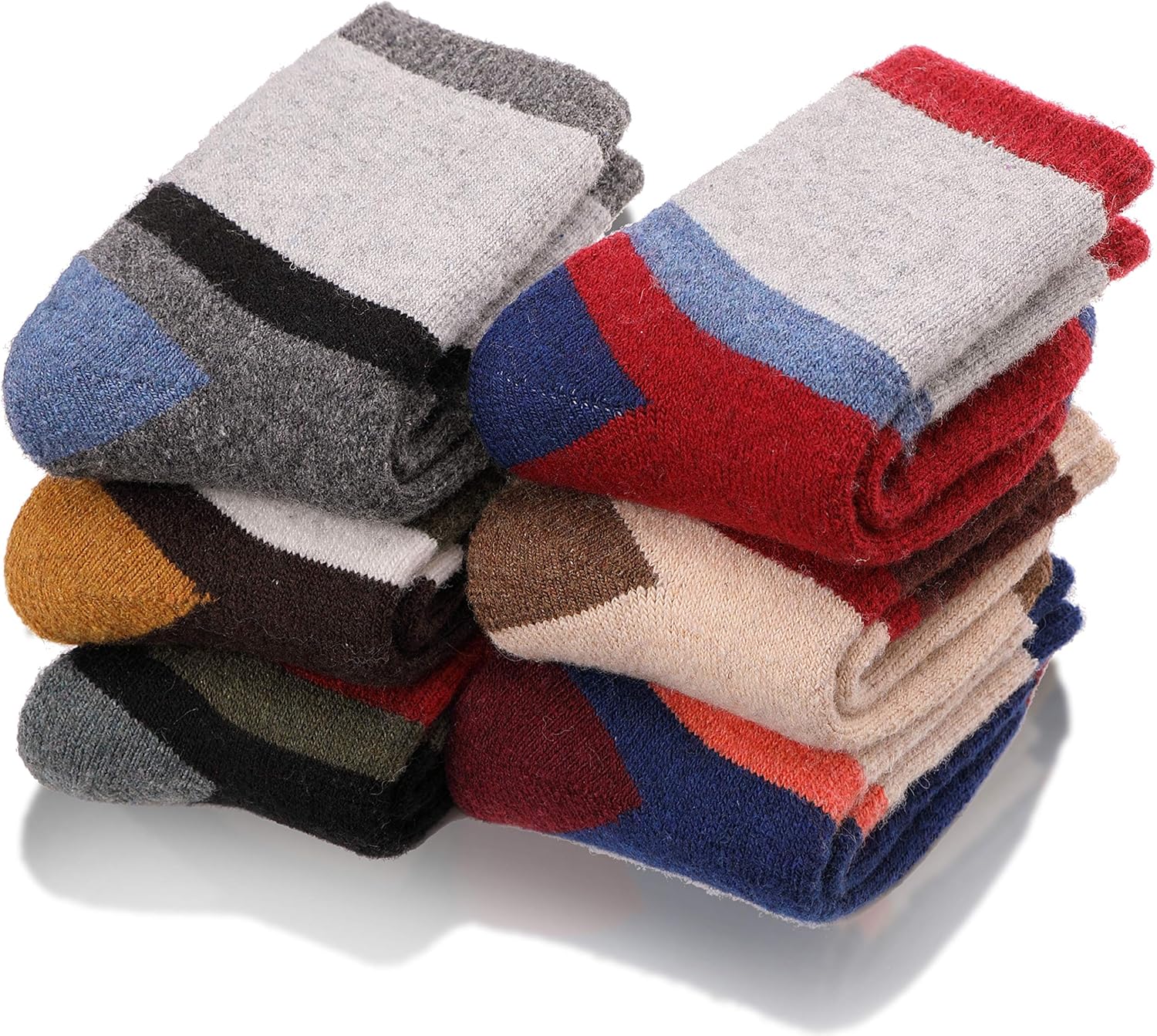 Kids Merino Wool Socks for Toddlers Boys Girls Warm Thermal Winter Thick Hiking Heavy Cozy Crew Boot Socks 6 Pairs