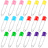 100 Pcs Diaper Pins, Baby Safety Pins, Diaper Pins for Cloth Diapers, Heavy Duty, Stainless Steel, ABS Plastic, Colorful (Red, Yellow, Pink, Blue, Green, Purple), 2.2in, Safe Locking Closures