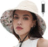 Womens Sun Hats Wide Brim Reversible Bucket Cotton Hat Packable Summer Travel Cap with Hat Clip,UV Protection