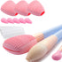 Silicone Travel Make-up Brh Holder with Cleaner Mat Pad, Organizer Case Covers for Foundation Eye Lip Brhes Storage Cleaning, Gift for Women Girl-friend Mother Wife, 3-Pcs Large + 5 Small, Pink
