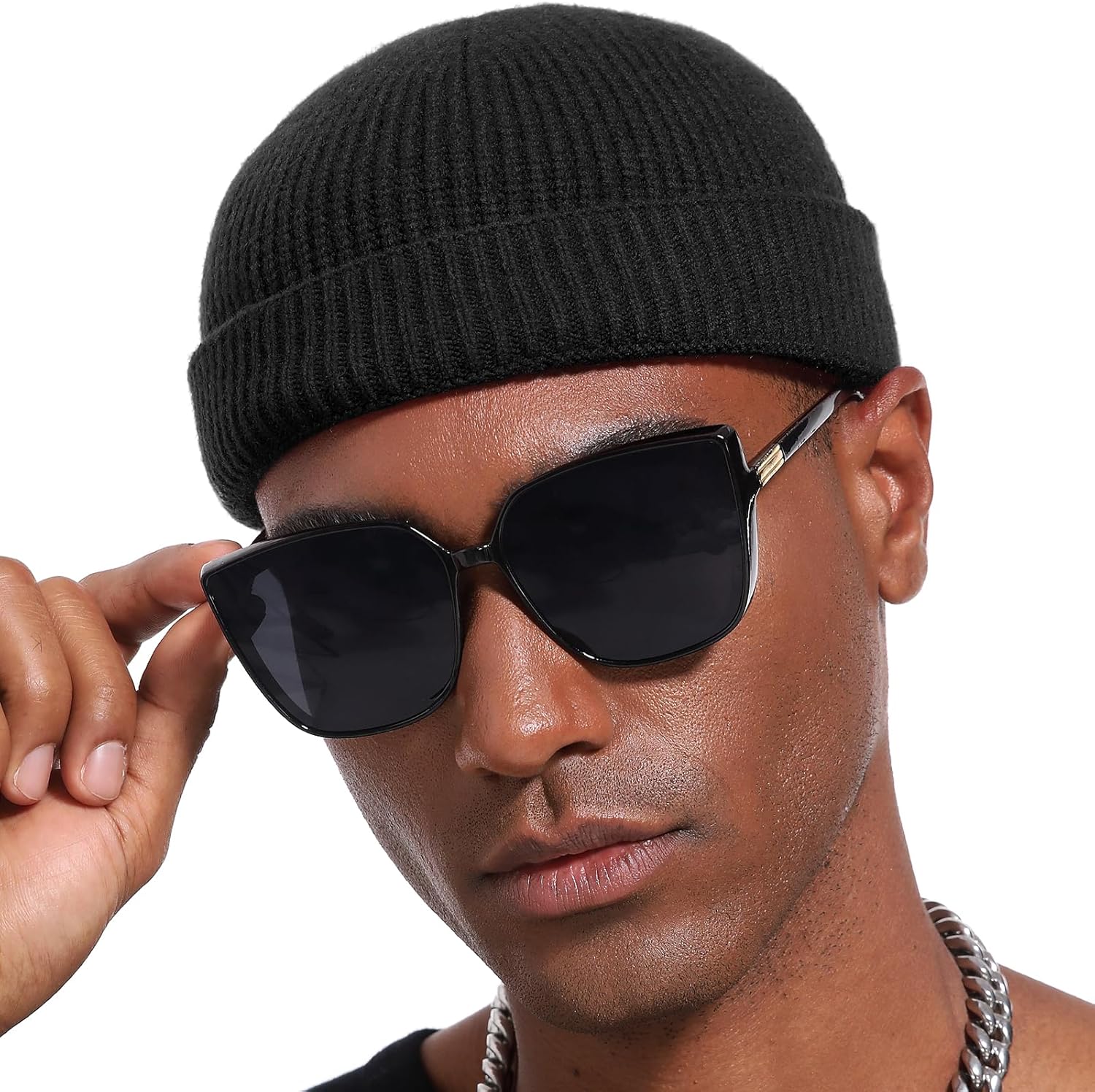 Thin Wool Fisherman Beanie Hat for Men Women Fall Winter,Short Knit Cuffed Fashion Trawler Skull Cap,Watch Cap