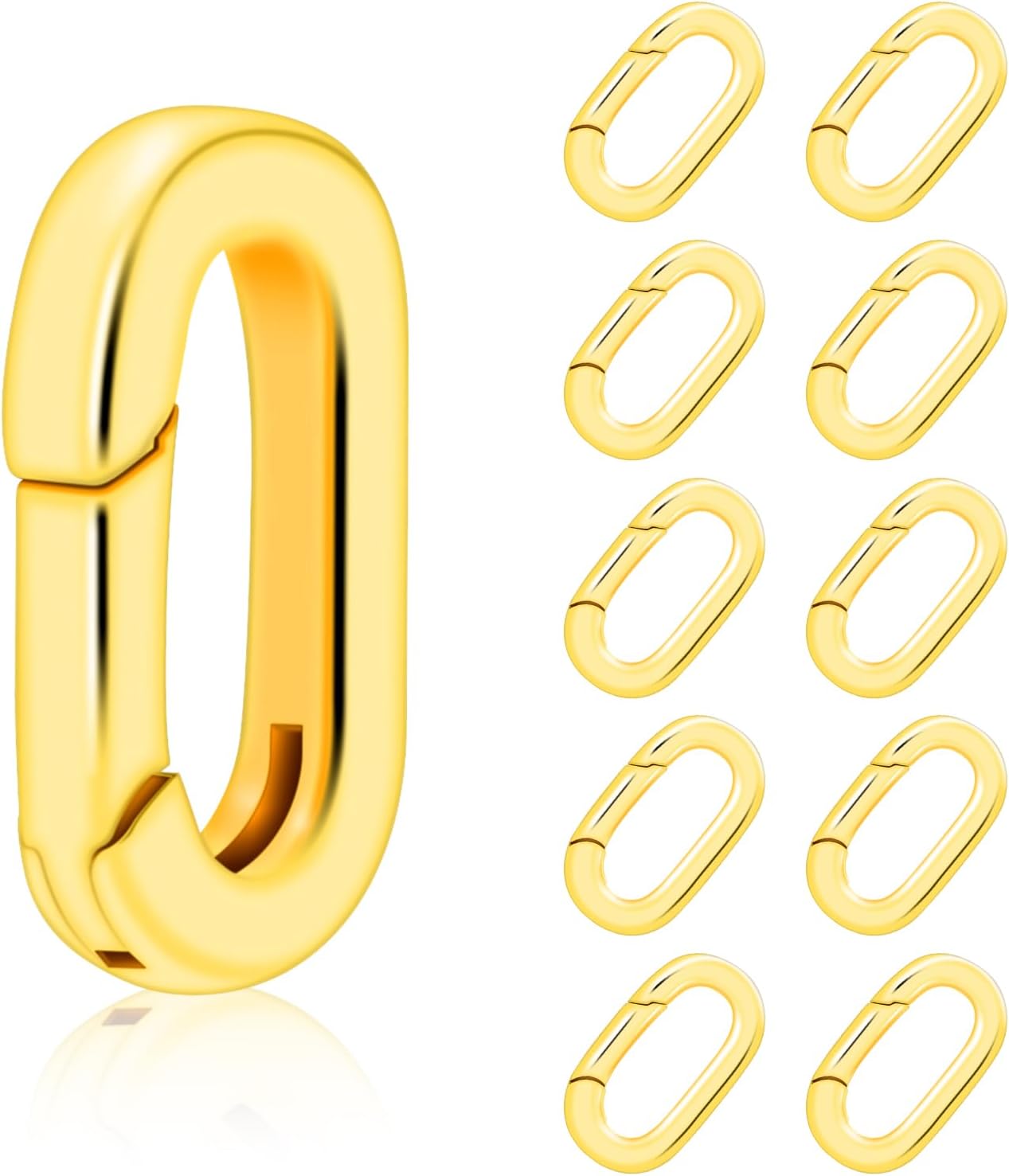 10PCS Brass Plating 18k Gold Small Oval Jewelry Clasps, Lobster Spring Clasp Shortener Clip Carabiner Necklace Clasp Connector Clasp Bracelets Jewelry Making DIY Hardware Replacement