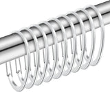 Silver Shower Curtain Rings, Rtproof Shower Curtain Hooks for Bathroom,  Chrome Decorative Shower Hooks Rings for Shower Curtain Rod Hangers, Set of 12