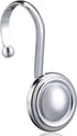 Silver Shower Curtain Hooks,  Chrome Decorative Shower Curtain Hooks for Bathroom, Rt Proof Shower Curtain Rings Hangers for Shower Curtain Rod,Set of 12 Metal Glossy Round Design