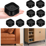 8 Pack Furniture Risers Adjtable Bed Risers Heavy Duty Lifts Height 1", Square Stackable Bed Risers 1, 2 or 3 Inch for Desk Leg Table Couch Sofa Chair Bed Frame Legs Dorm, Black