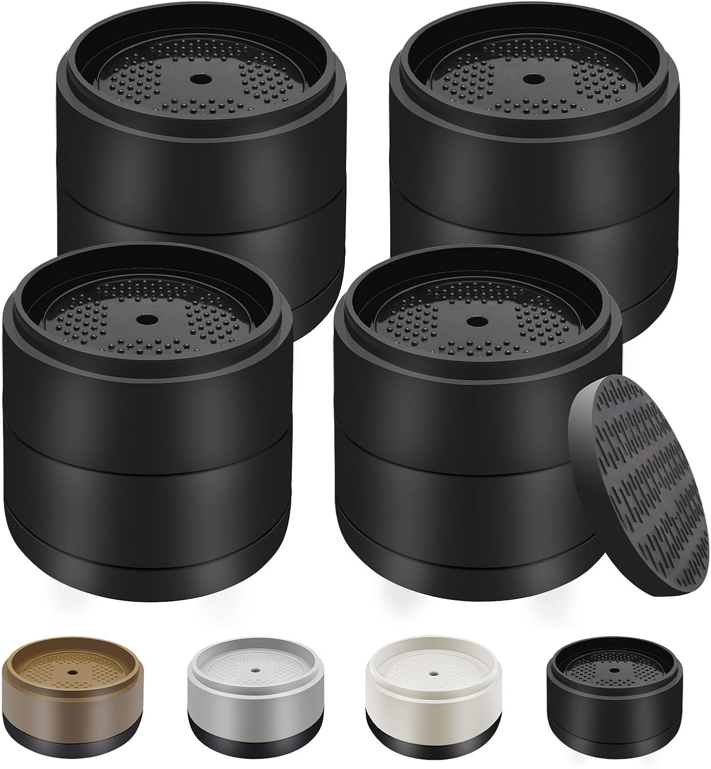 Furniture Risers Bed Risers Heavy Duty 1 inch, 2 inch, 3 inch, 4 inch Round Adjtable Bed Lifts Riser for Desk Legs Table Couch Sofa Chair Refrigerator Washing Machine (1+1 Inch, Black, 4 Pack)