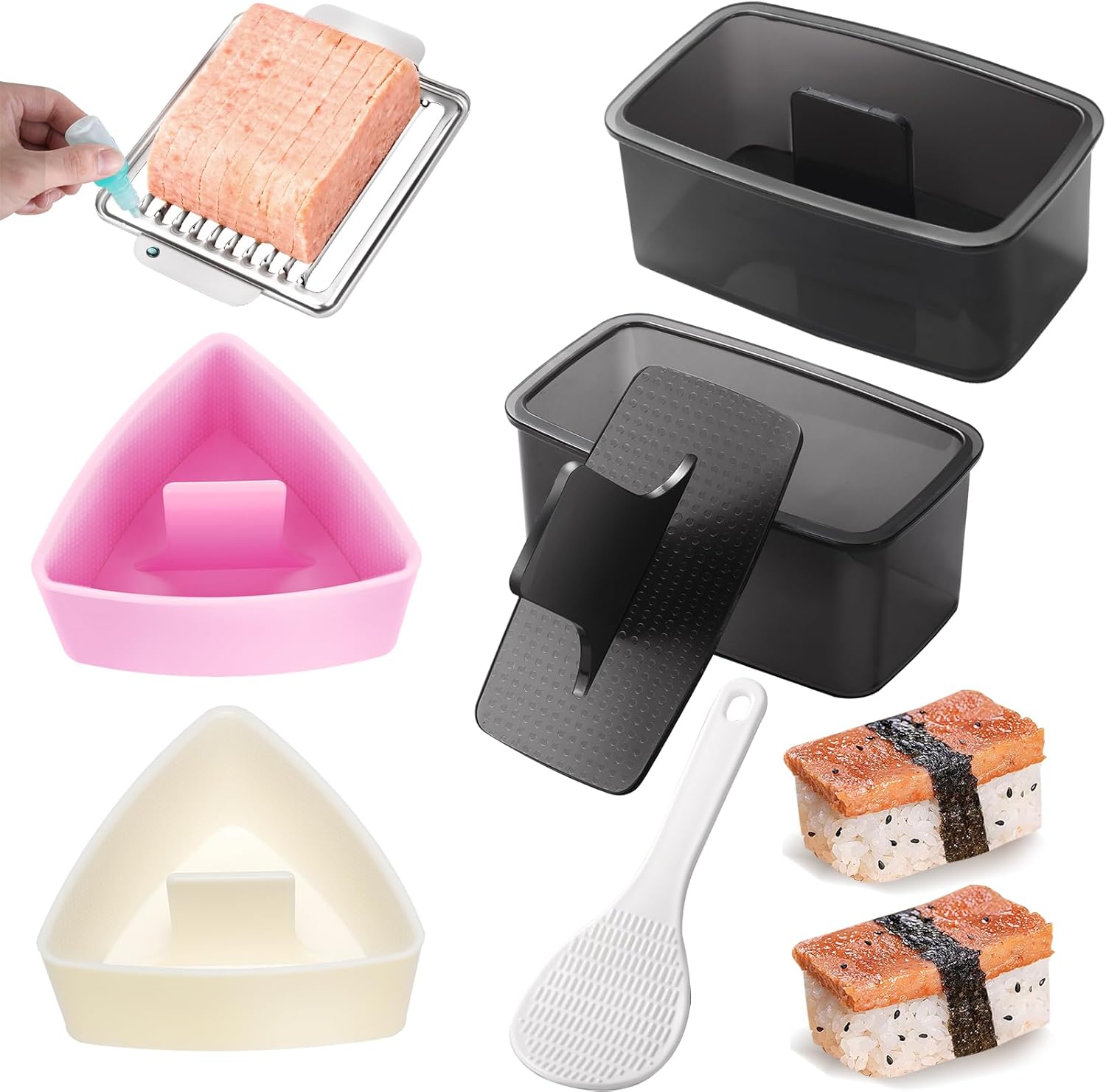 Mubi Press Mold Kit，Onigiri Mold Triangle，4 Pack Japanese Rice Cooker Kit for Lunch Bento