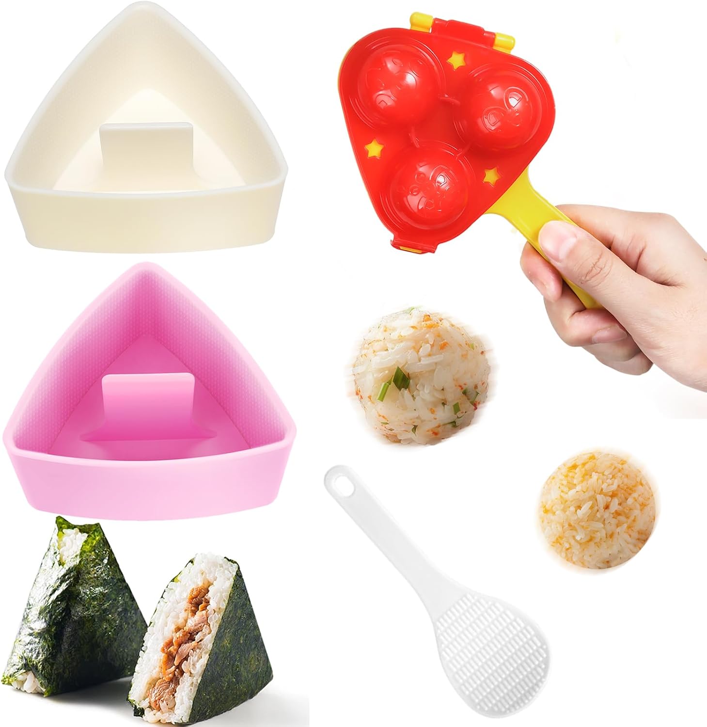 Onigiri Mold Triangle, 2 Pack Large Rice Ball Mold Shi Makers, Onigiri Rice Ball Maker Molds for Kids