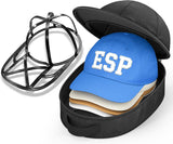 Hat Travel Case for Baseball Caps, Cap Carrier with Plastic Holder & Carrying Handle, Holds up to 6 Caps Hat Bag for Luggage, Suitcase (Black)
