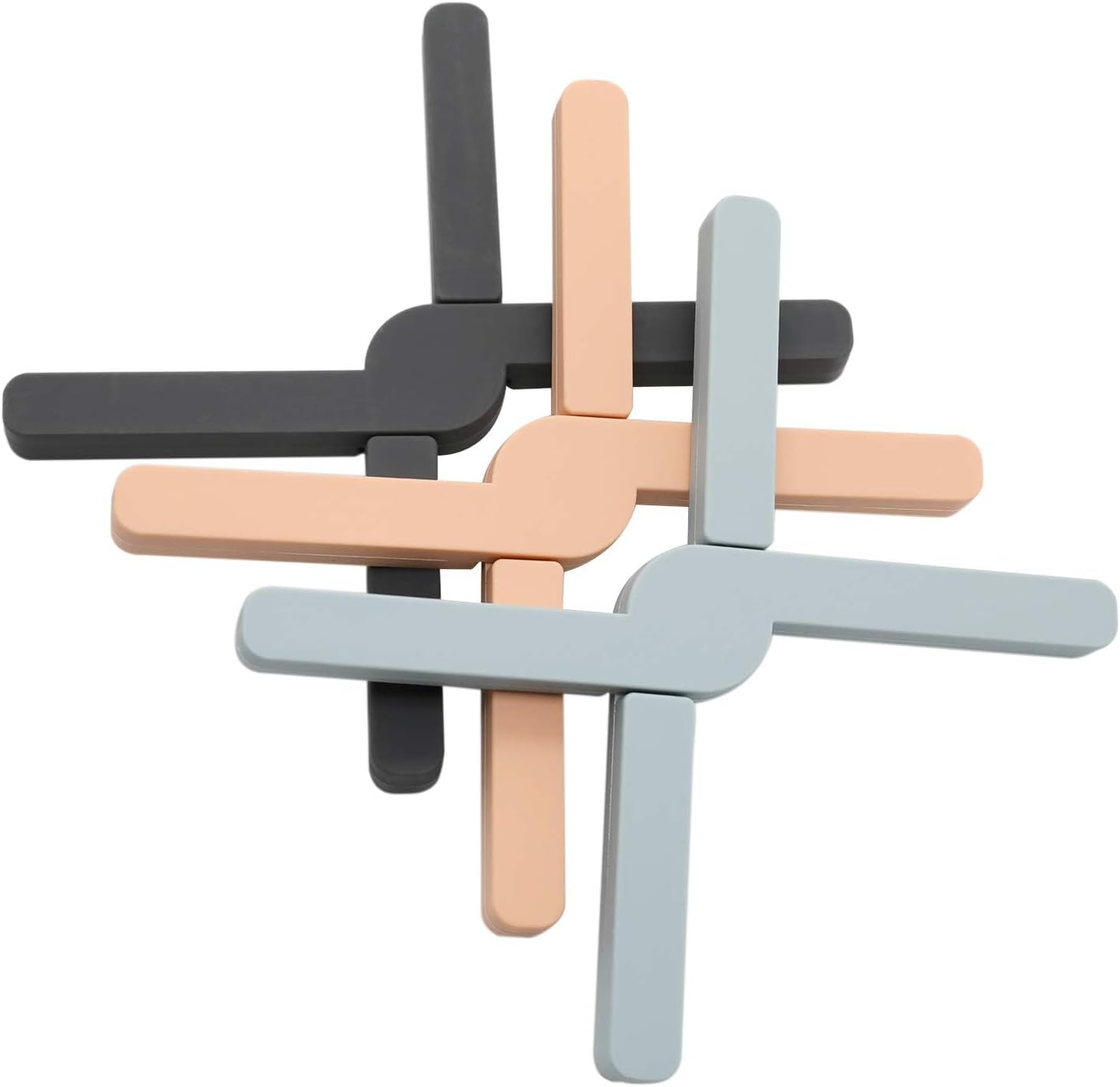 3 Pack Heat-Resistant Foldable Silicone Trivets,Folding Trivet for Hot Pots and Pans,Non-Slip,Space-Saving,Easy to Clean