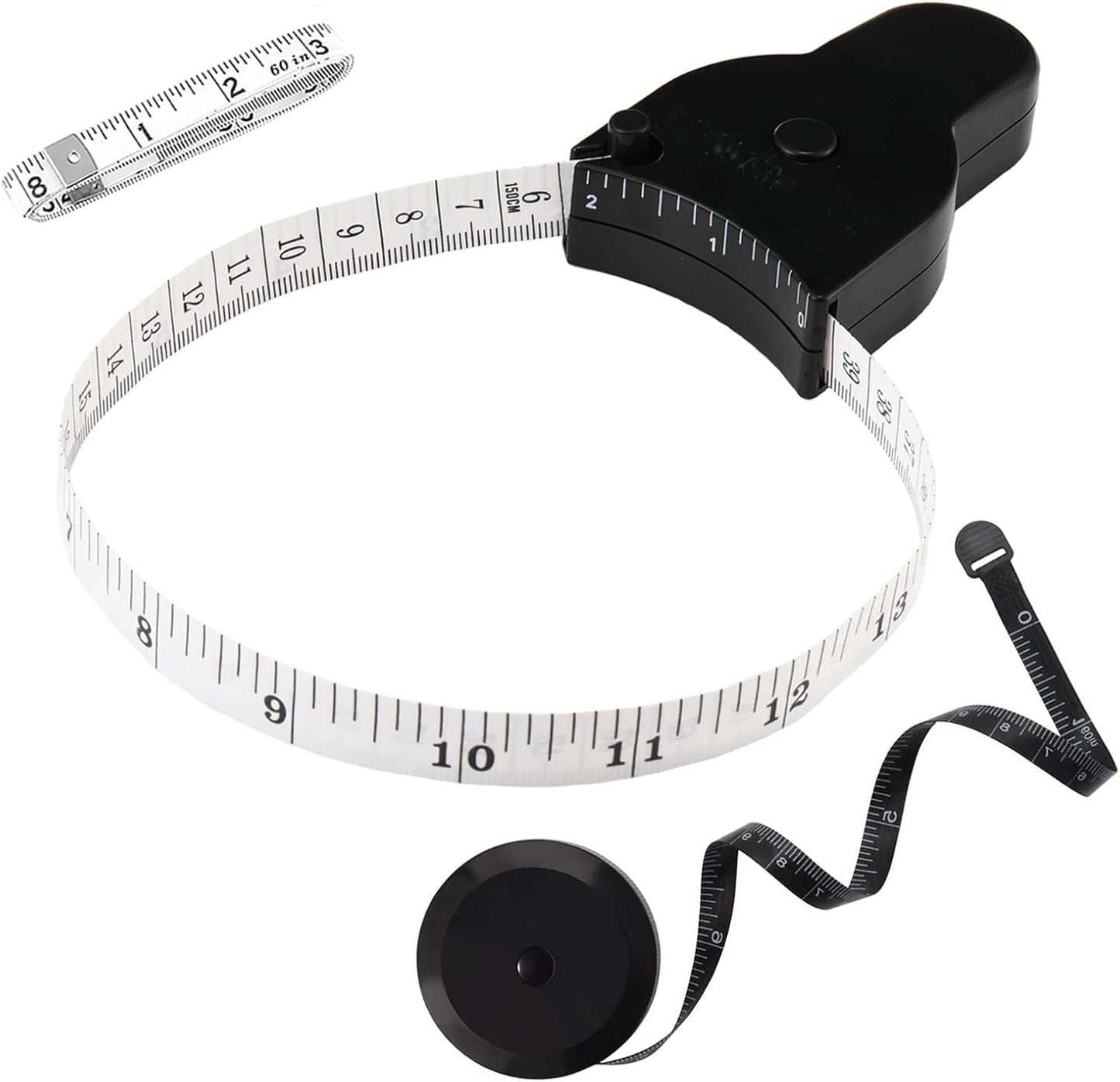 Automatic Telescopic Tape Measure, Body Measure Tape 60 inch (150cm), Self-Tightening Retractable Measuring Tape for Body Accurate Way to Track Weight Loss Mcle Gain by One Hand, 3 Piece