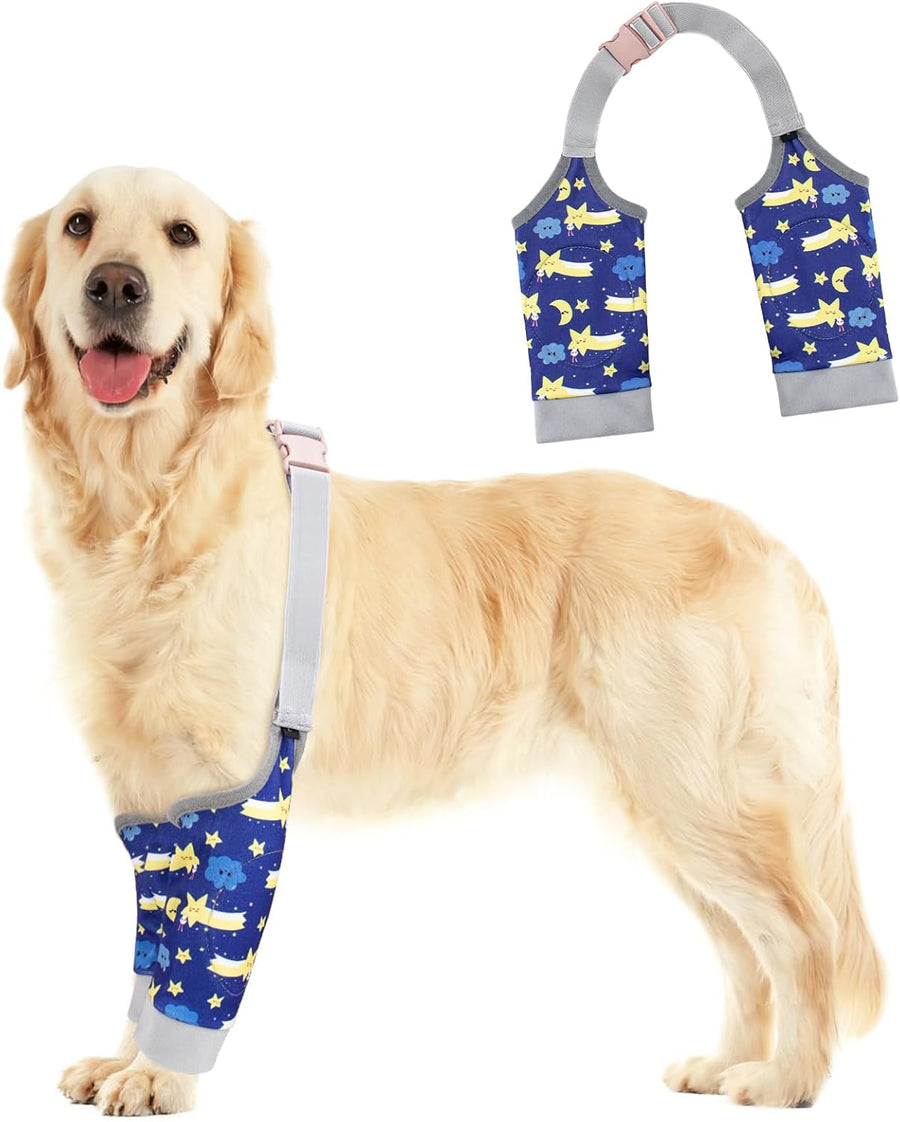 Dog Elbow Protector for Calles, Adjtable Dog Elbow Pads Leg Sleeve to Prevent Licking Biting on Joints, Breathable Dog Front Leg Brace Wound Cover for Small Medium Large Dogs
