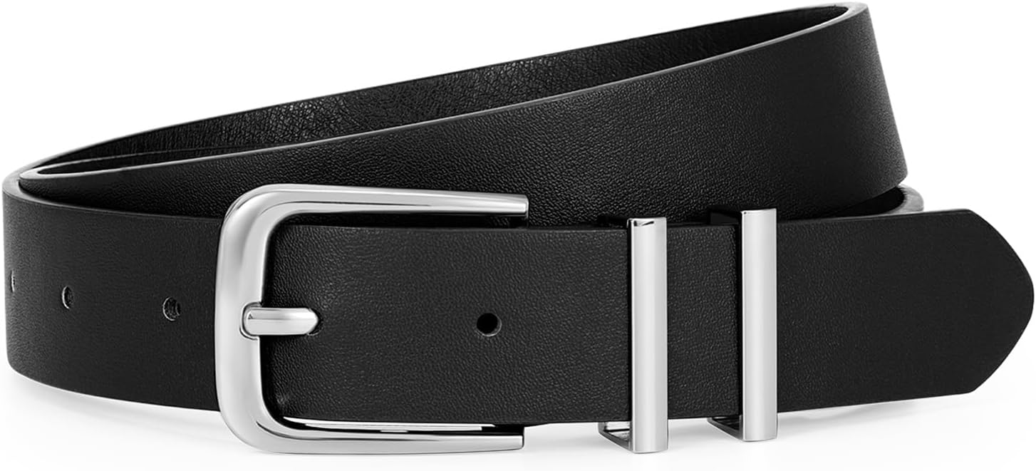 Women's Soft Faux Leather Belt for Jeans Pants Dress Fashion Ladies Waist Belt with Gold/Silvery Buckle