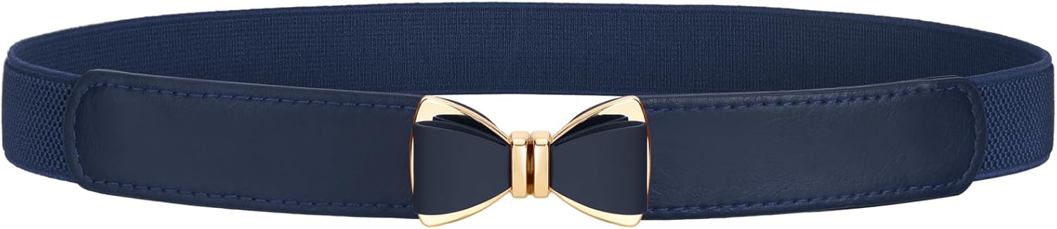 Womens Skinny Elastic Belt Stretchy Bow Belt for Women Dresses Thin Waist Ladies Belts