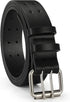 Mens Leather Double Prong Belt Work Casual Belts for Men Black Belt with Heavy Duty Dual Holes for Jeans