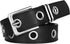 Grommet Leather Belt for Women Men, Black Punk Goth Belt for Women Jeans
