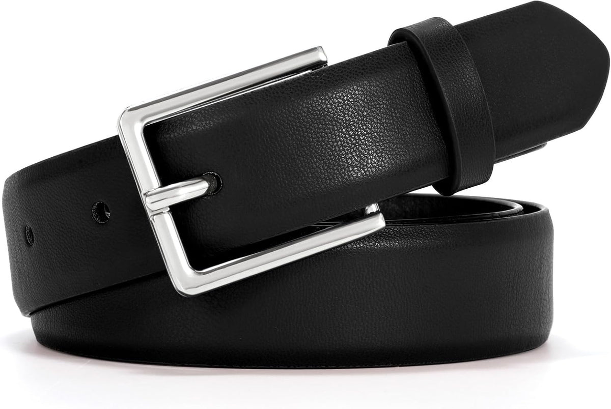 Belt for Women, Women's Leather Belt for Jean Dress, Fashion Ladies Belts with Rectangle Buckle