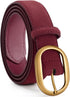Womens Suede Belt for Jeans Dresses Burgundy Ladies Leather Waist Belts with Vintage Gold Buckle, M