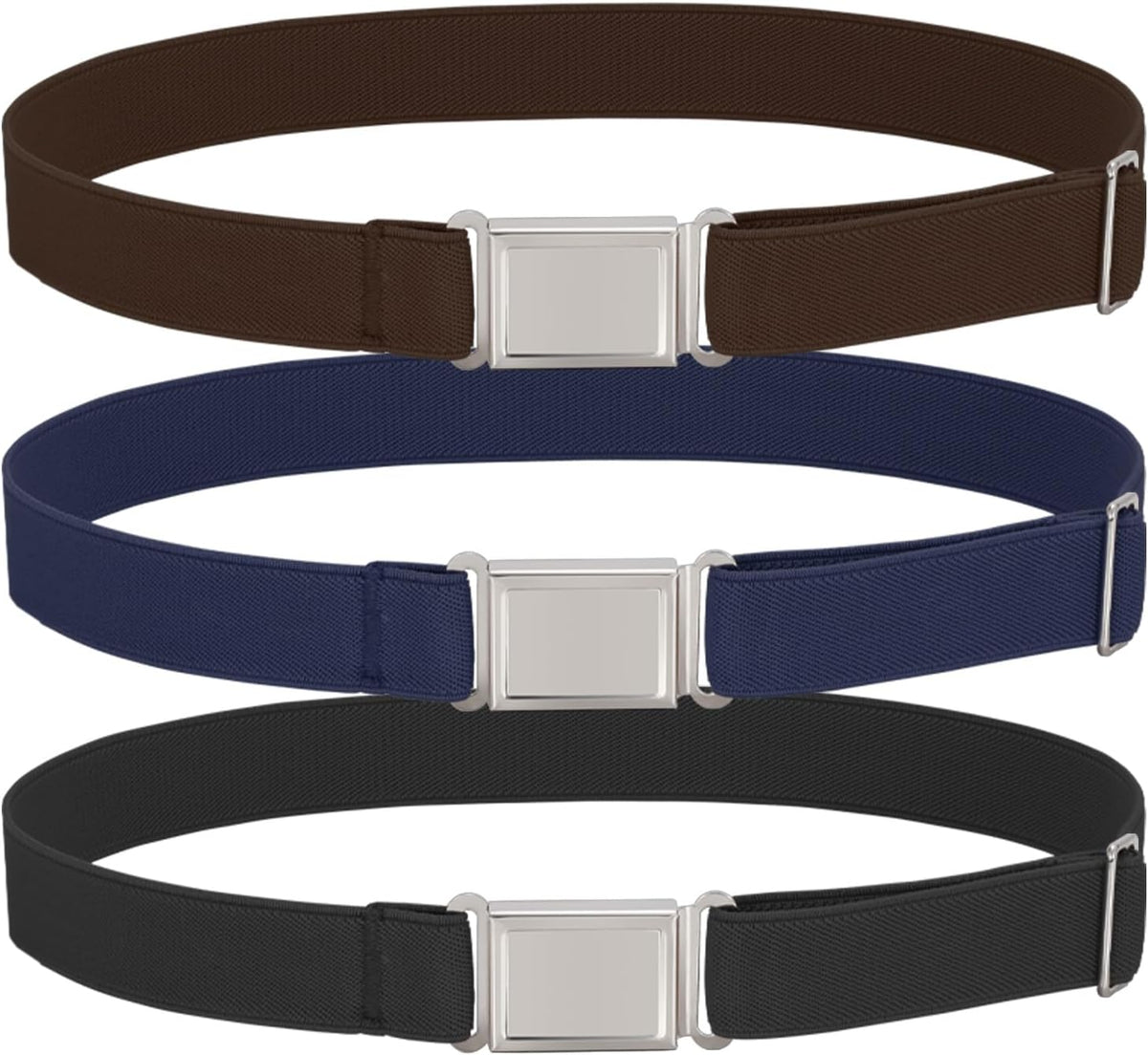3 pack Kids Adjtable Magnetic Belt Boys Girls Easy Clasp Stretchy Belt for School Uniform Pants
