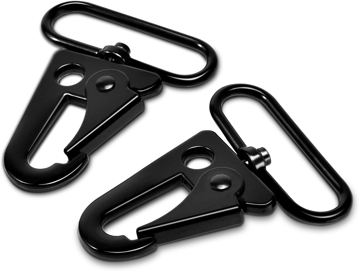 6 Pack Paracord Lanyard Accessories 1-1/2" Rifle Sling Clips Metal Swivel Snap Hook Keychain Carabiner Key Chain for Keyrings (Black)