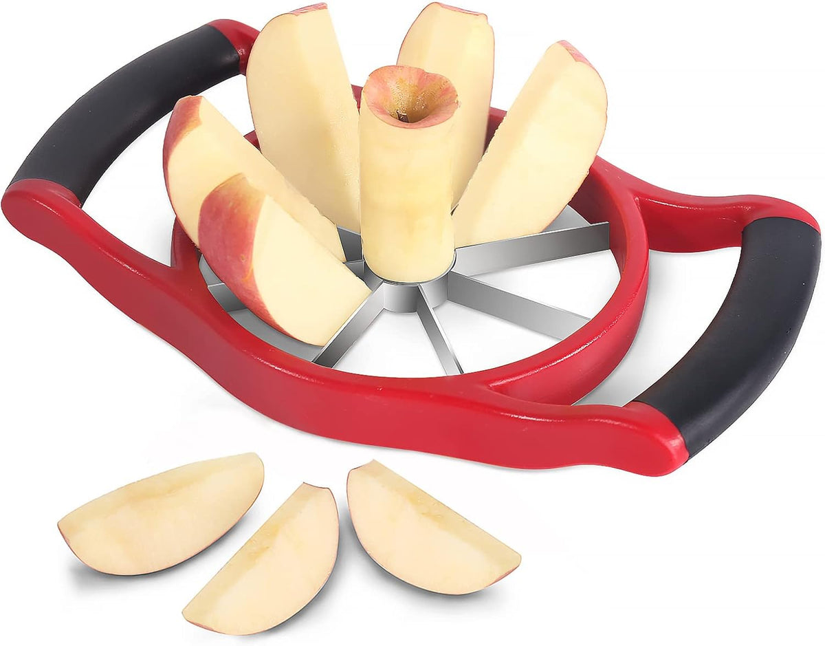 Apple Slicer Corer, 8-Slice [Large Size] Premium Apple Slicer Corer, Cutter, Divider, Wedger, Stainless Steel Easy Grip Fruit Slicer with Sharp Blade for Apples, Pears and More, Red
