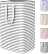 75L Large Collapsible Laundry Hamper, Tall Foldable Dirty Clothes Baskets Waterproof, Freestanding Design with Easy Carry Handles in Dorm Bedroom Bathroom College, Grey
