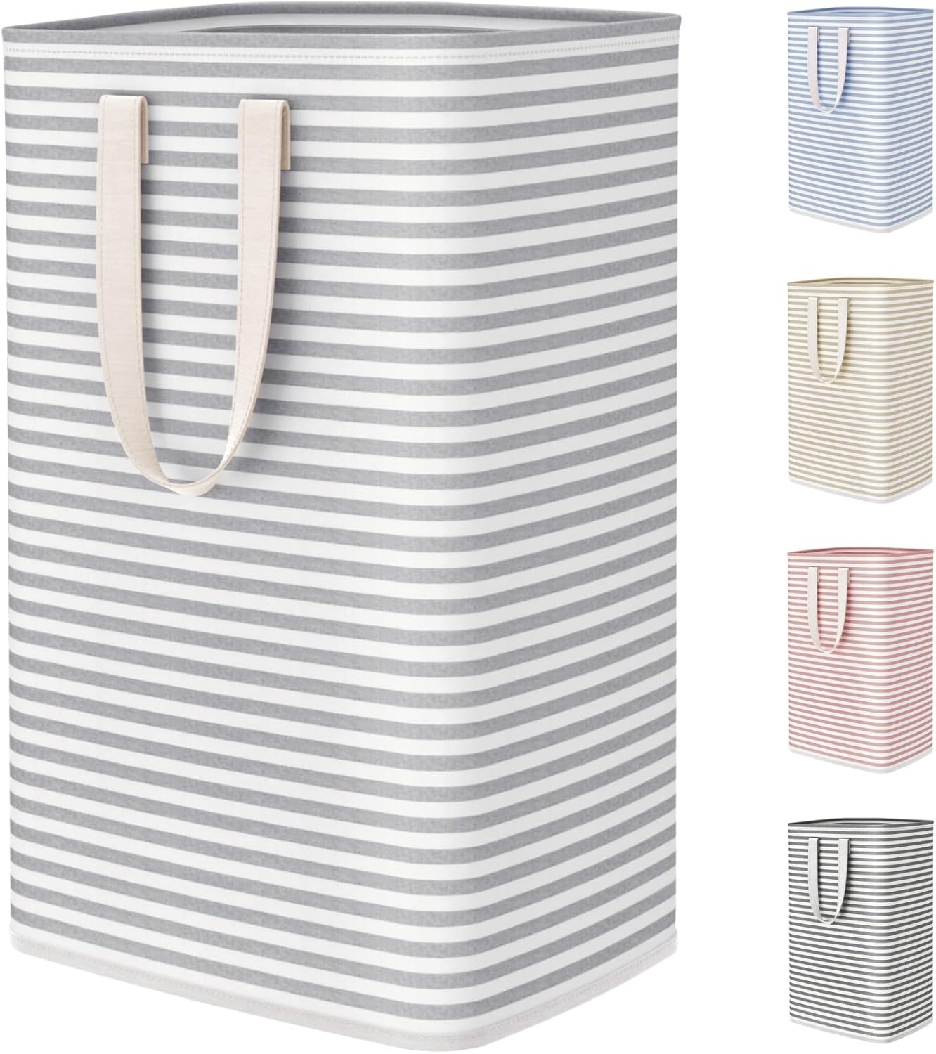 75L Large Collapsible Laundry Hamper, Tall Foldable Dirty Clothes Baskets Waterproof, Freestanding Design with Easy Carry Handles in Dorm Bedroom Bathroom College, Grey