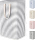 75L Large Collapsible Laundry Hamper, Tall Foldable Dirty Clothes Baskets Waterproof, Freestanding Design with Easy Carry Handles in Dorm Bedroom Bathroom College, Grey