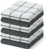 6 Pack Large Kitchen Towels, 16x27 inch Absorbent Dishcloths, 100% Cotton Cleaning Cloth, Gray Set (Pack of 6)