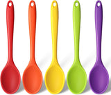 5PCS Small Silicone Spoons, 8 Inch Silicone Mixing Spoons for Baking, Cooking, Tasting, Quiet Stirring Hot Cocoa, Sauce, Risotto, Safe & Nonstick, Kitchen Gifts for Women, Cooking Gifts for Men