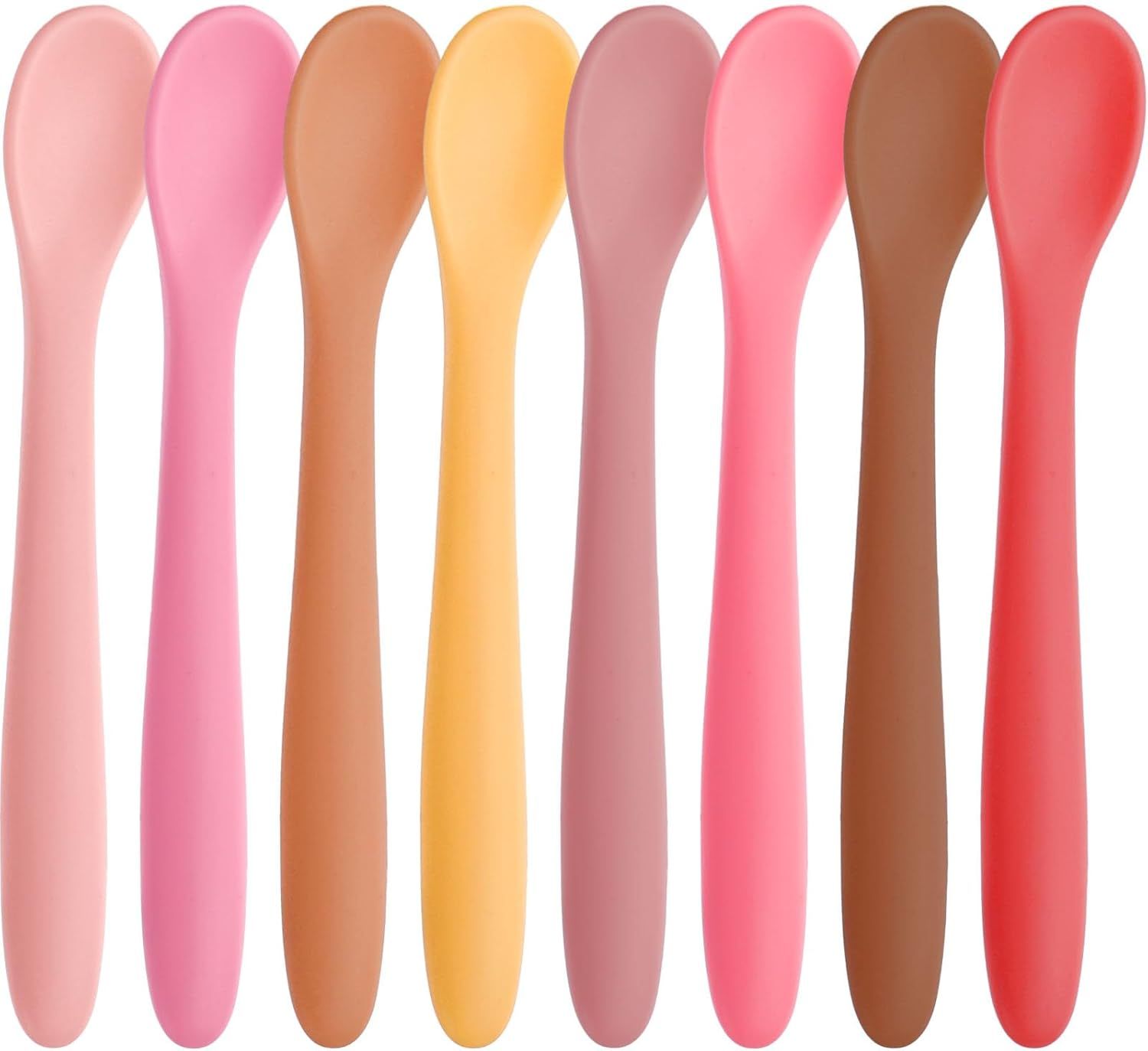8-Piece Silicone Baby Spoons, First Stage Infant Self Feeding Spoons, Soft-Tip Gentle on Gums, Baby Utensils, Infant Training Spoon, Dishwasher Safe & Boil-proof