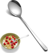 Soup Spoons, 8PCS Korean Spoon, 8.5 Inch Stainless Steel Tablespoon with Long Handles for Home Kitchen Restaurant, Flatware Set for Stirring Hot Cocoa and Cereal, Durable & Dishwasher Safe