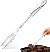 14.6" Stainless Steel Carving Fork for Meat, 2-Prong Serving & Grilling Fork with Hanging Hole, Hollow Handle for Better Heat Reduction, Kitchen Utensil for Cooking & Serving