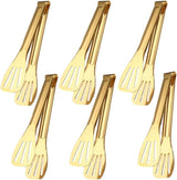 6 Pack Serving Tongs Kitchen Tong, 7 Inch Gold Buffet Tongs, Stainless Steel Food Tong Small Tong, Serving Tong for Buffet, Party, Salad, Appetizers