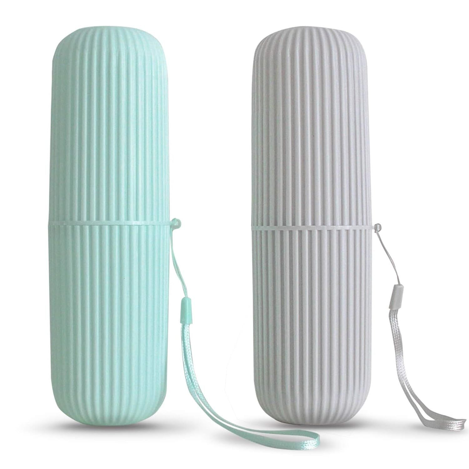 2Pcs Travel Toothbrush Holder, Portable Toothbrush Case for Traveling, Camping, Business Trip and School, Multifuction Plastic Toothbrushes Toothpaste Set with Two Colors（Length：7.7"
