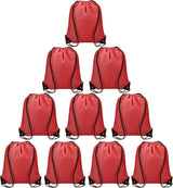 Drawstring Backpacks Bulk 10 Pieces String Bags Customized Bags for Party Gym Sport Trip - Red
