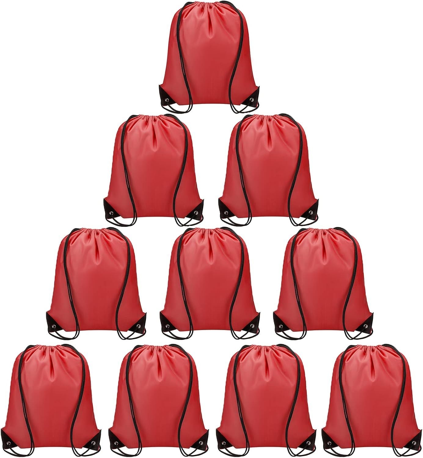 Drawstring Backpacks Bulk 10 Pieces String Bags Customized Bags for Party Gym Sport Trip - Red
