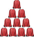 Drawstring Backpacks Bulk 10 Pieces String Bags Customized Bags for Party Gym Sport Trip - Red