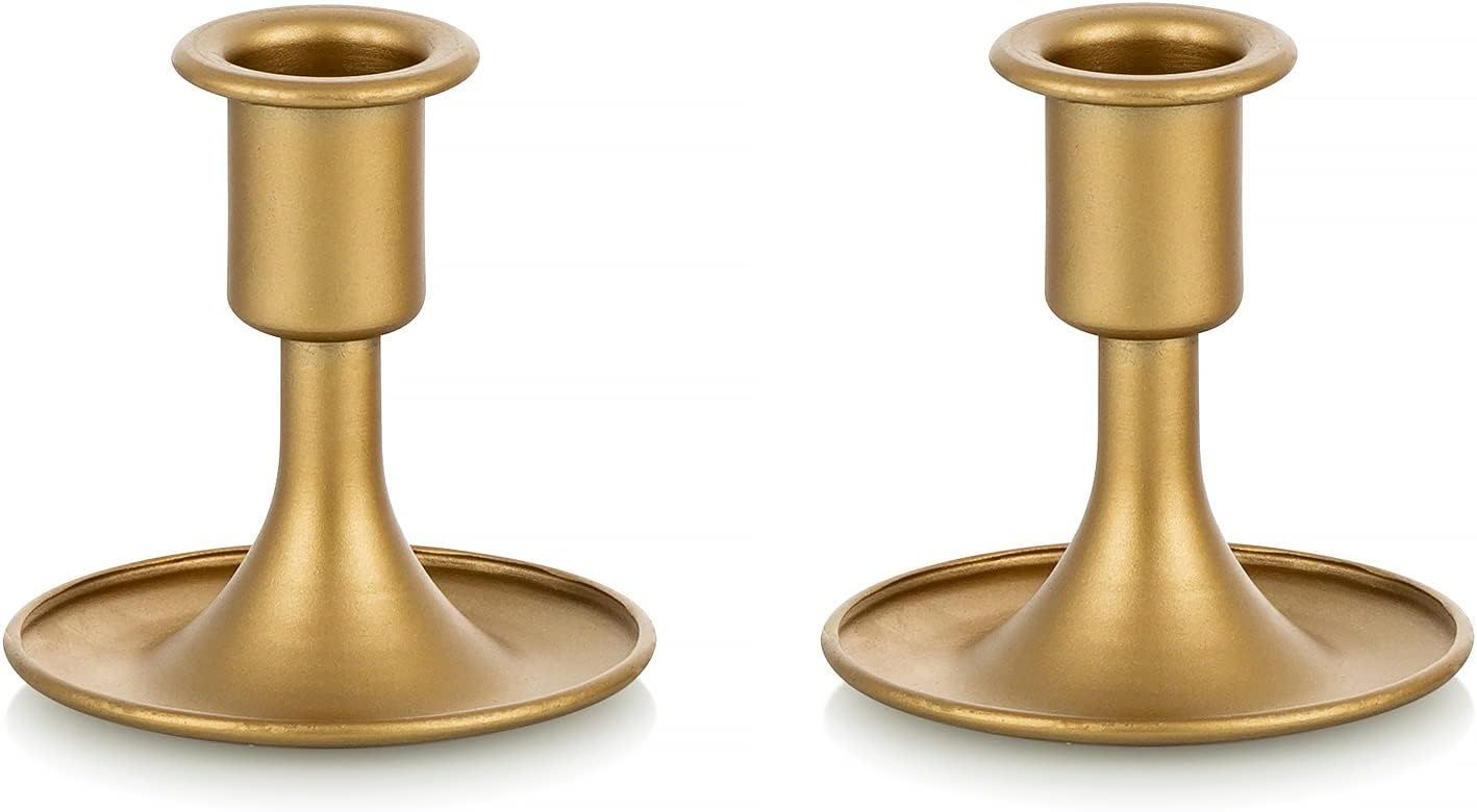 Candlestick Holders Taper Candle Holders,  Gold Candle Stick Candle Holder for Table Centerpiece, Wedding Reception, Festive Christmas Mantel Decoration or Home Decor, Set of 2