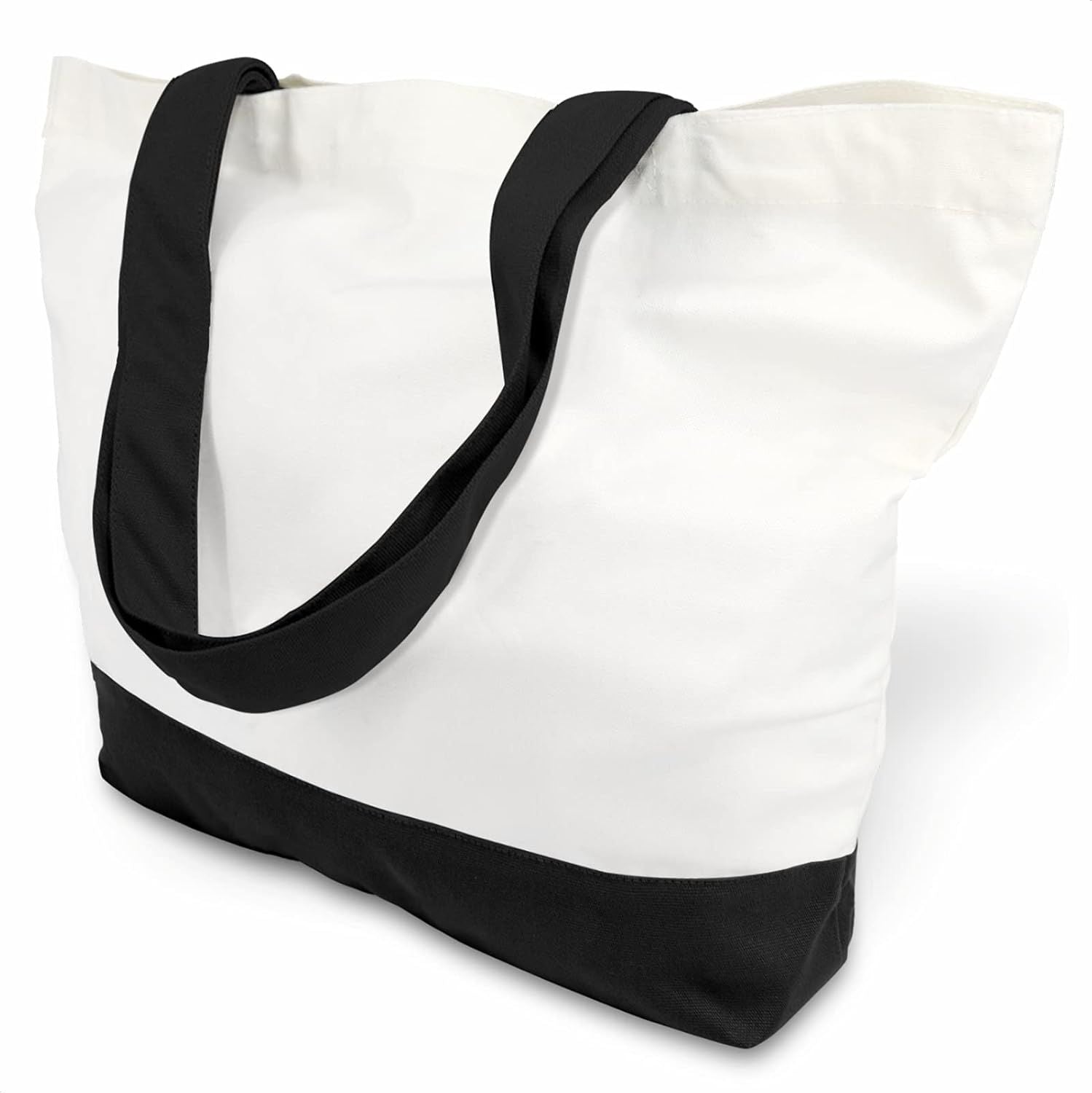 1 | 3 | 6 | 12 | 24 Pack Super Strong Large 12oz Cotton Canvas Tote Bag, Reusable Grocery Shopping Cloth Bag, Fashionable Two-Tone Tote for Crafts, DIY Your Creative Designs (Pack of 1)