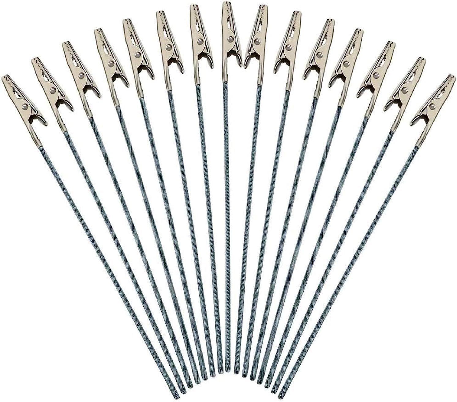 50Pcs Metal Wire Alligator Clamp Long-Tailed Alligator Iron Clip Clasp for DIY Card Clip Holder 6 inch (150mm)