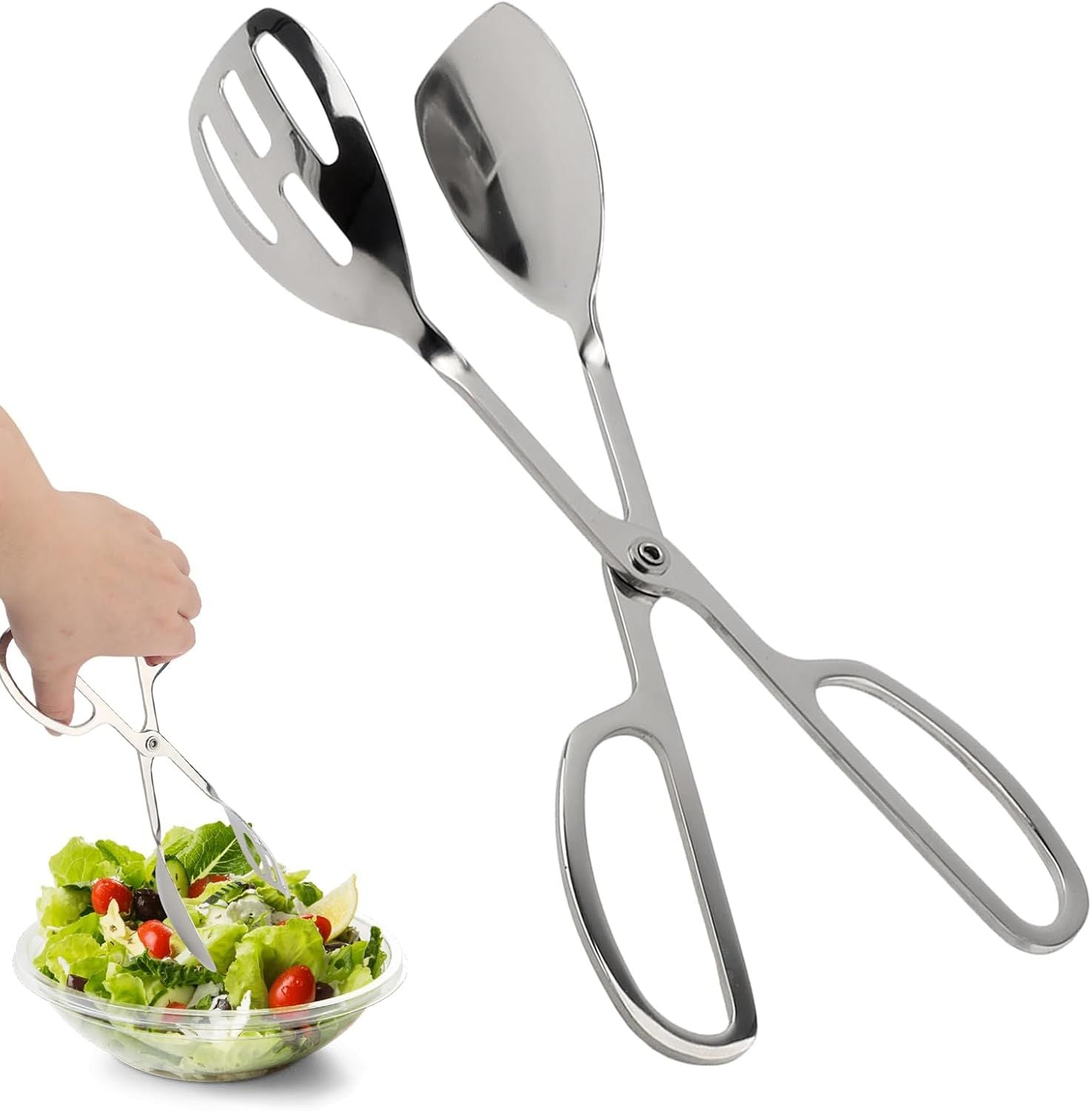 10-Inch Salad Tongs for Serving, Scissor Style Kitchen Tongs for Cooking for Buffet Serving Tongs for Cooking, Grilling, Salad Serving Utensils