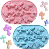 Silicone Cross Molds for Chocolate, 2-Pack Silicone Cross Candy Molds, Food-Grade Cross Cake Mold, Non-Stick Cross Baking Molds for DIY Easter, Baptism, and Celebrations
