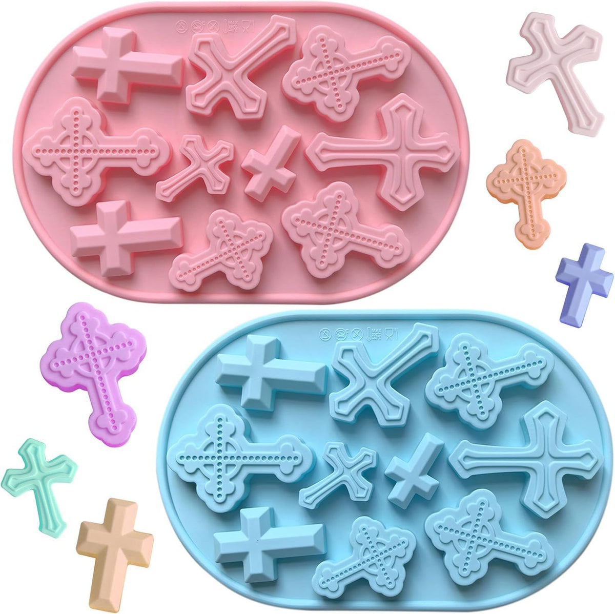 Silicone Cross Molds for Chocolate, 2-Pack Silicone Cross Candy Molds, Food-Grade Cross Cake Mold, Non-Stick Cross Baking Molds for DIY Easter, Baptism, and Celebrations