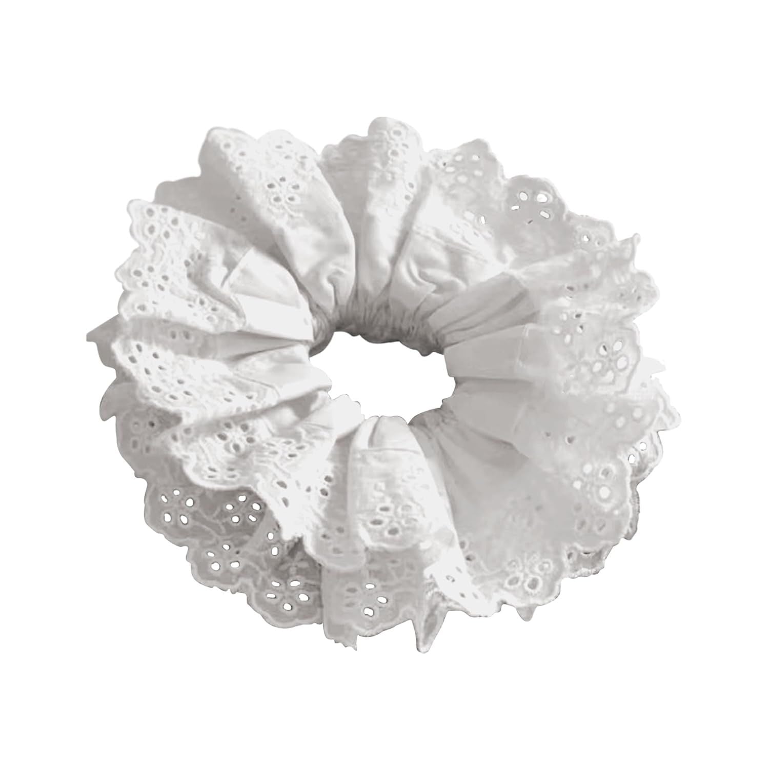 White Scrunchie, Extra Large Lace Scrunchies for Women, 7 Inch Oversized Scrunchie, Satin Big Scrunchies White Hair Ties for Women Girls Thick Thin Hair