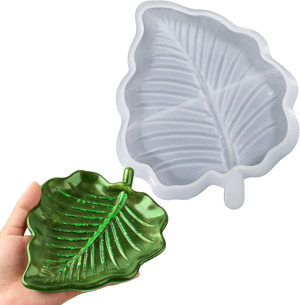 Leaf Silicone Molds for Resin, Large Tray Mold for Epoxy Resin, 3D Leaf Jewelry Plate, Concrete, Plaster, and Clay Casting Molds for Art, Storage Container, Trinket Dish, Home Decor