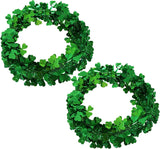 2Pcs St Patricks Day Tinsel Garland, 49.2 Ft Green Shamrock Garland Shiny Metallic Twist Garlands Hanging Glitter Clover Wreaths, St Patrick's Day Decorations for Wall Door Home Irish Party Supplies